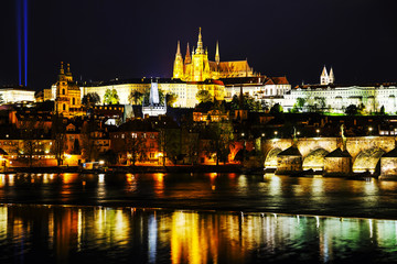Fototapeta na wymiar Old Prague cityscape with the Charles bridge