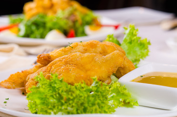 Delicious fried fish with tartare sauce