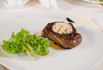 Steak with Herbed Butter and Garnish