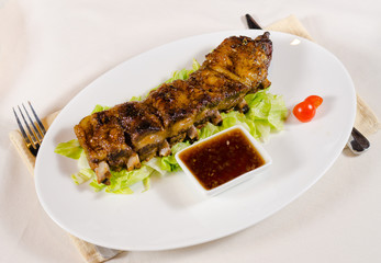 Rack of Grilled Pork Ribs with Dipping Sauce