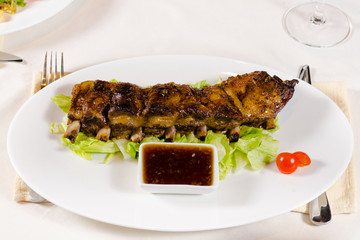 Rack of Grilled Pork Ribs with Dipping Sauce