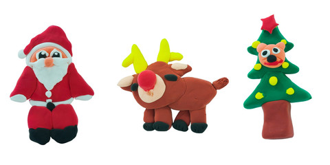 Set of christmas made from plasticine