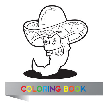 Coloring book with Mexican theme - vector illustration