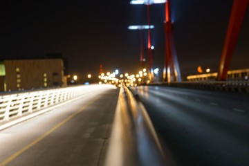 Empty bridge at night