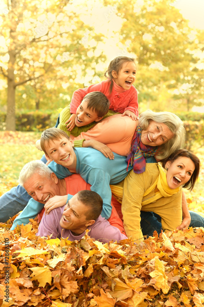 Canvas Prints family in autumn park