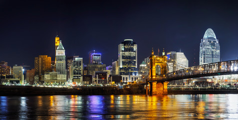Cincinnati downtown panoramic overview - obrazy, fototapety, plakaty