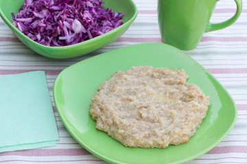 porridge and cabbage salad