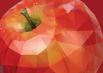 Panele Szklane  Tło wektor czerwone jabłko. Trójkątny styl Low-poly
