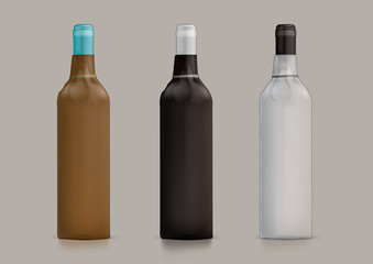Wine bottle wrapped in paper. Template for new design