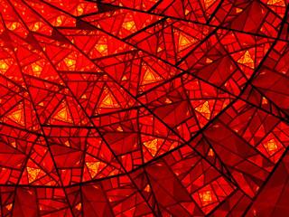 Fire of hell stained glass - obrazy, fototapety, plakaty