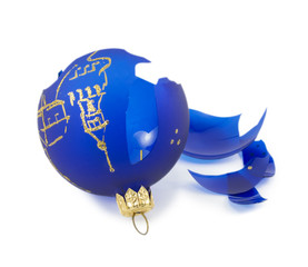broken christmas decoration isolated on a white background