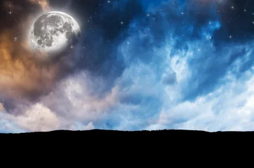 Zelfklevend Fotobehang Night background. Elements of this image furnished by NASA. © klagyivik