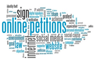 Online petitions. Word cloud illustration.