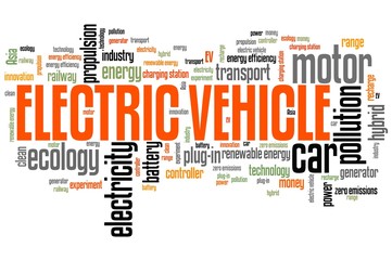 Electric car. Word cloud illustration.