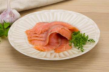 Sliced salmon