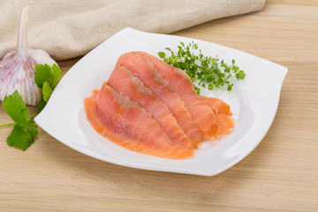 Sliced salmon