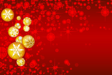 Fototapeta na wymiar Christmas snowflakes and balls red card