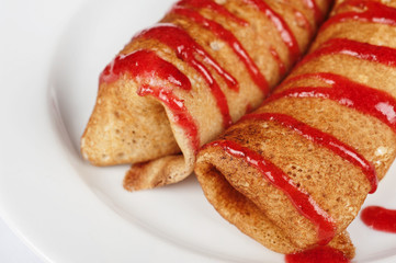 Pancakes with salmon