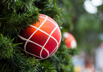 Fototapeta na wymiar Decorative Christmas balls and Christmas tree