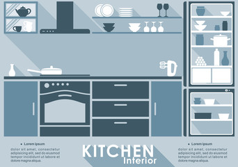 Kitchen interior in flat style