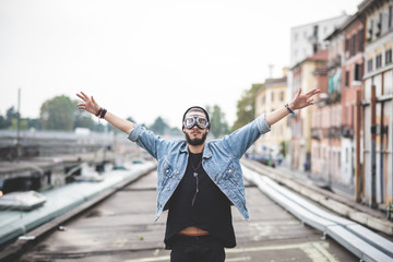 young handsome bearded hipster man