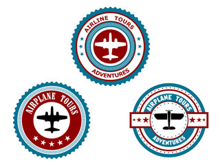 Circular badges for airplane tours