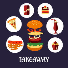 Takeaway food flat poster design
