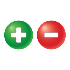 plus and minus - two balls in green and red colour