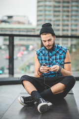young handsome bearded hipster man
