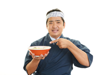 笑顔のラーメン職人