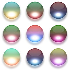 Colorful glass globes isolated on white illustration