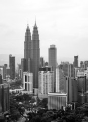 City of Kuala Lumpur in black and white
