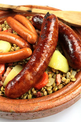 saucisses et lentilles