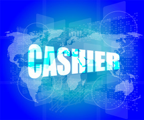 touch screen interface with cashier word