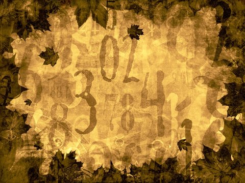 autumn leaves time numbers vintage background