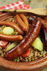 saucisses et lentilles