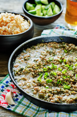 minced lamb, cooked with spinach
