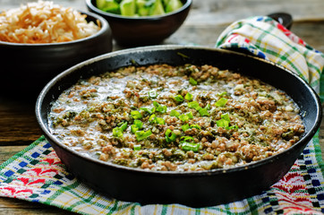 minced lamb, cooked with spinach
