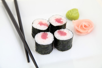 Hosomaki, tuna. Traditional japanese sushi rolls