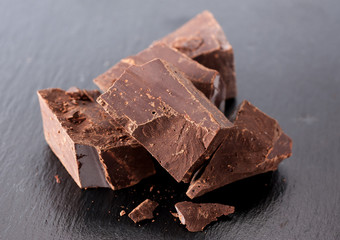 chocolate on black stone background