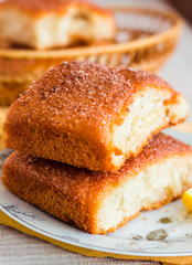 lemon cinnamon buns on a white plate,breakfast