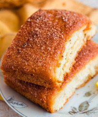 lemon cinnamon buns on a white plate,breakfast