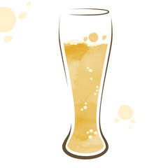 Glass of beer watercolor drawing