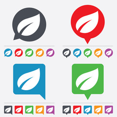 Leaf sign icon. Fresh product symbol.