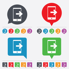 Outcoming call sign icon. Smartphone symbol.