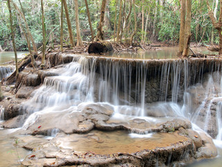 Waterfall with water flowing around