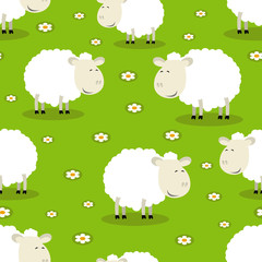 Obraz na płótnie Canvas Seamless pattern of funny sheep