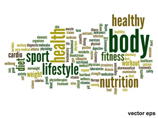 Vector conceptual health word cloud