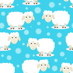 Seamless pattern of funny sheep