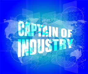 captain of industry word on digital touch screen interface